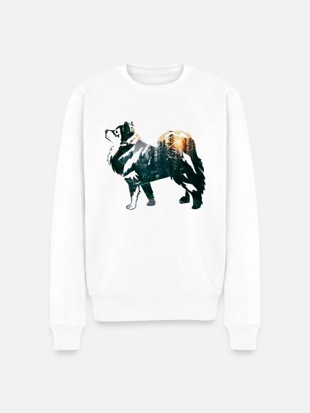 Finnish lapphund with forest - Men's Premium Organic Jumper - white