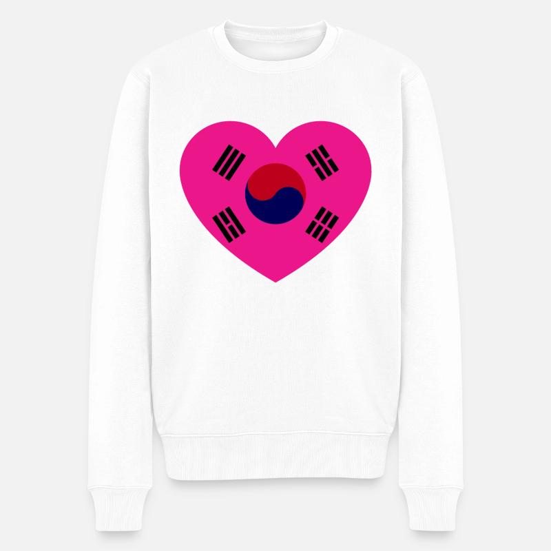Liebe Korea - Männer Premium Bio Pullover - Weiß