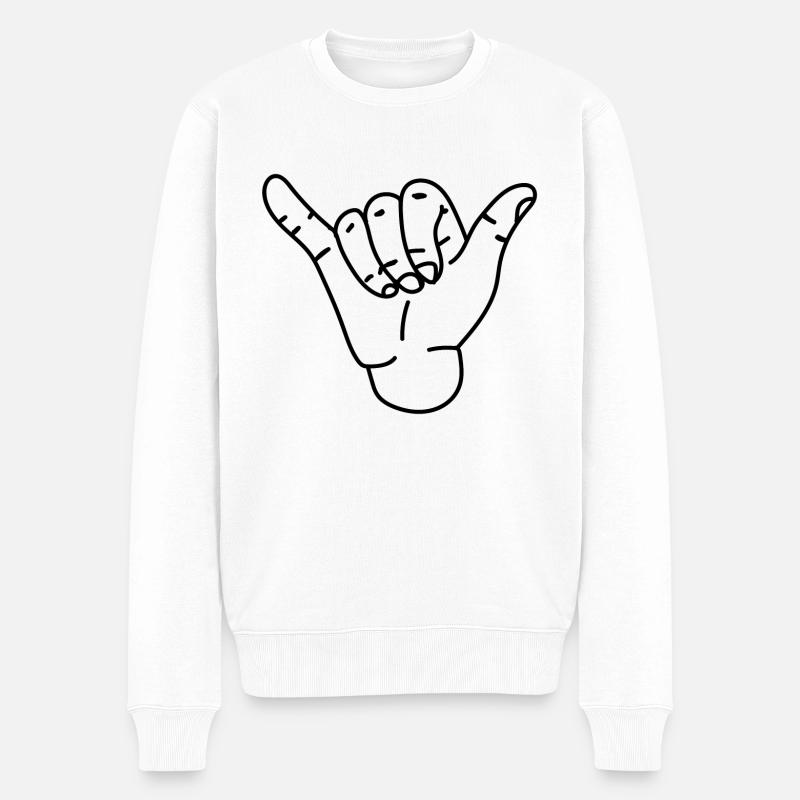 Cooles surfer Handzeichen - Männer Premium Bio Pullover - Weiß