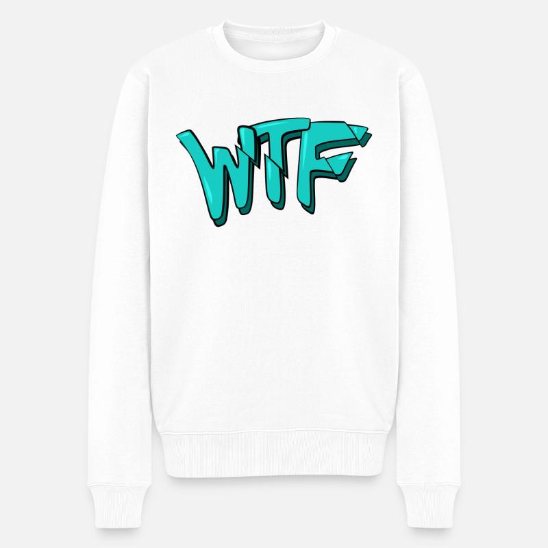 WTF Schriftzug Graffiti - Männer Premium Bio Pullover - Weiß