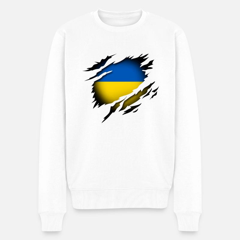 Ukraine im Herzen - Männer Premium Bio Pullover - Weiß