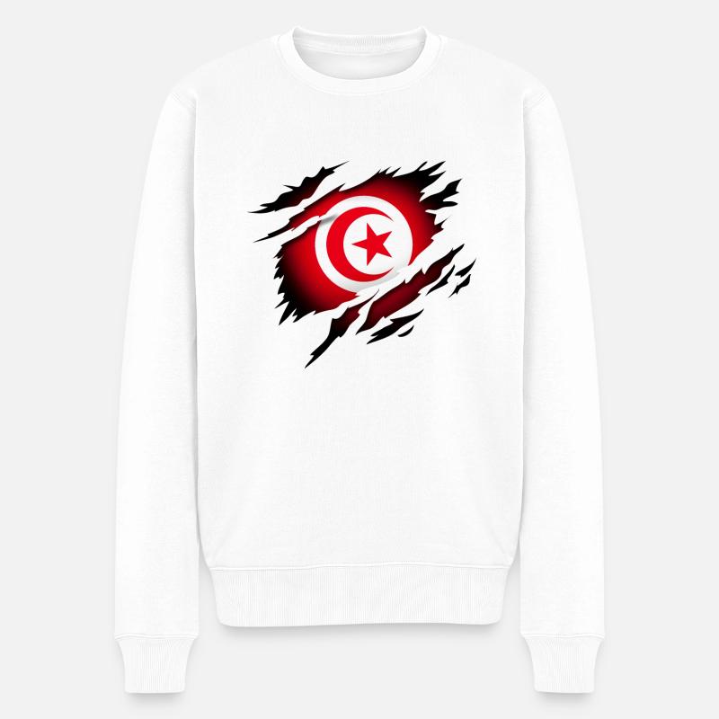 Tunesien im Herzen - Männer Premium Bio Pullover - Weiß