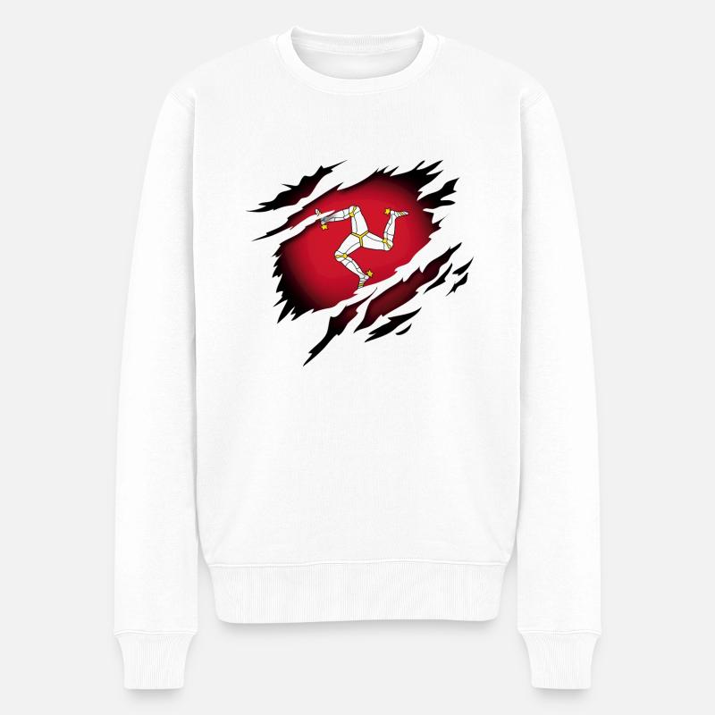 Isle Of Man im Herzen - Männer Premium Bio Pullover - Weiß