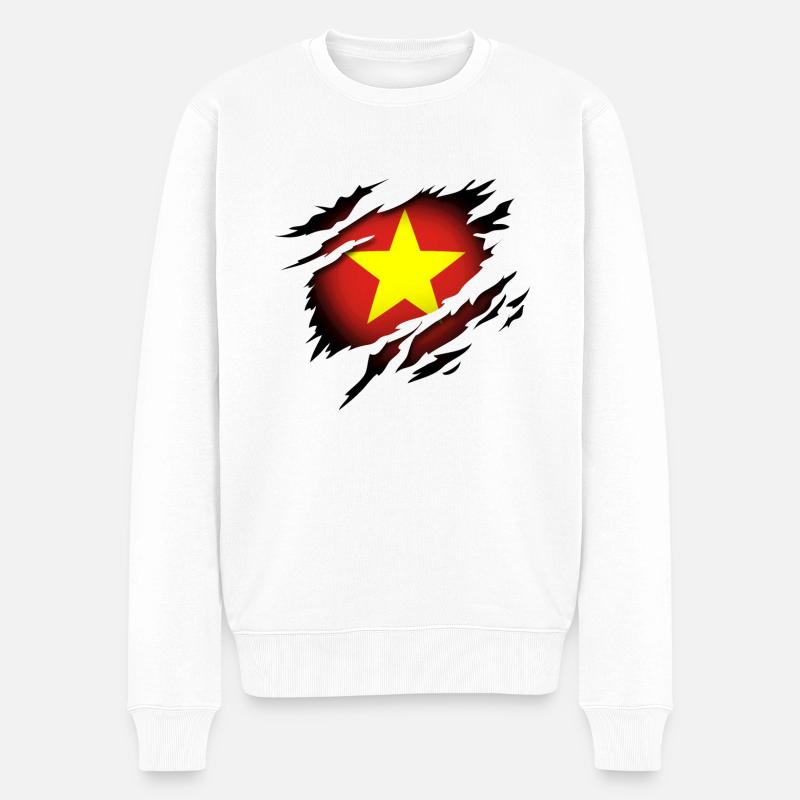 Vietnam im Herzen - Männer Premium Bio Pullover - Weiß
