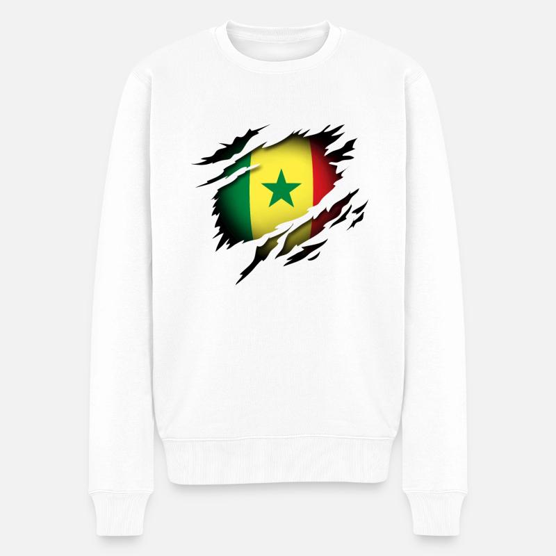 Senegal im Herzen - Männer Premium Bio Pullover - Weiß