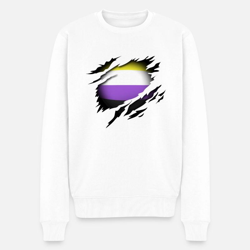 Non Binary Pride at heart - Men's Premium Organic Jumper - white
