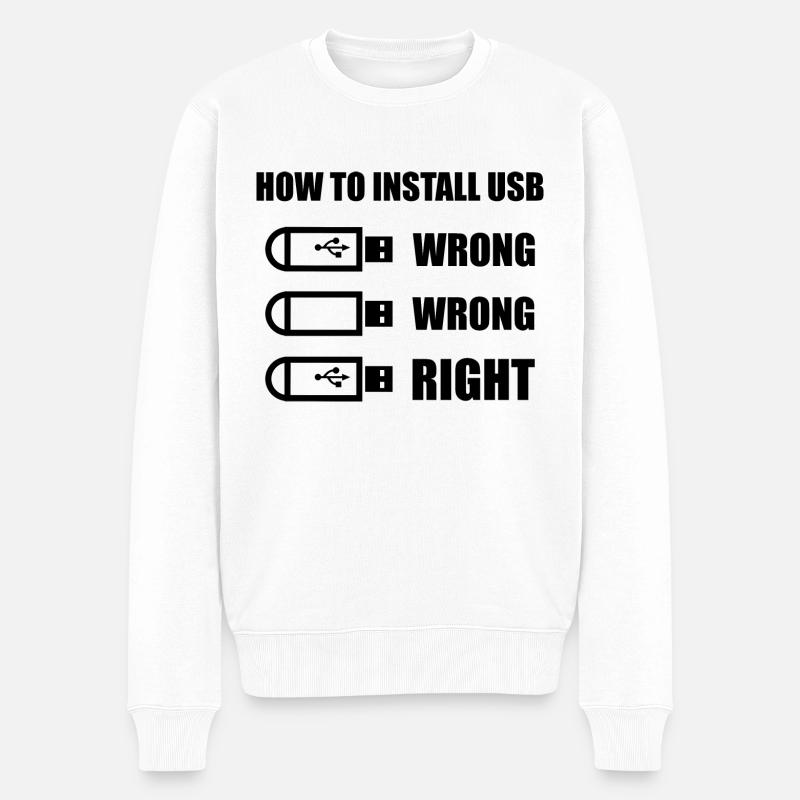 How To Install Usb - Männer Premium Bio Pullover - Weiß