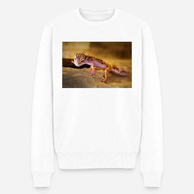 Gecko, Gecko léopard, Reptile - Pull Premium bio Homme - blanc