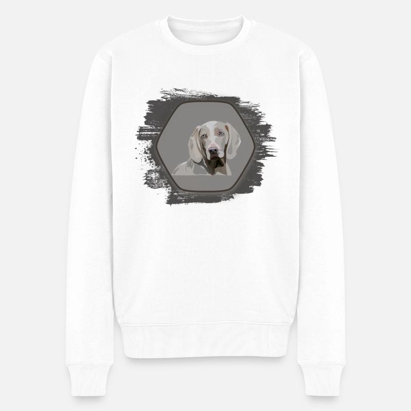 Weimaraner - Pull Premium bio Homme - blanc