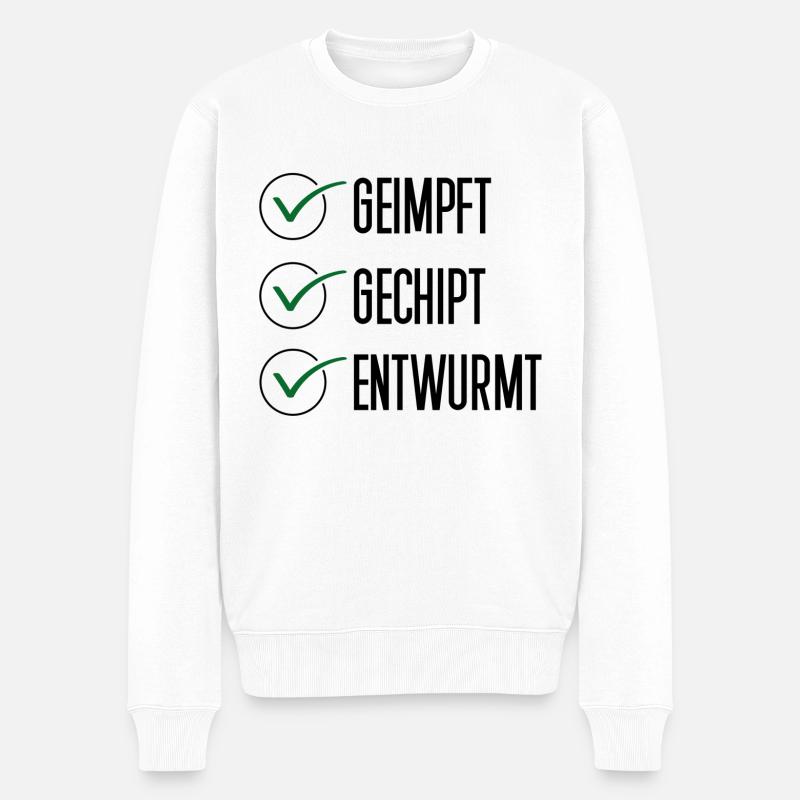Geimpft Impfe lustig Spruch Geschenk impfen Idee - Männer Premium Bio Pullover - Weiß