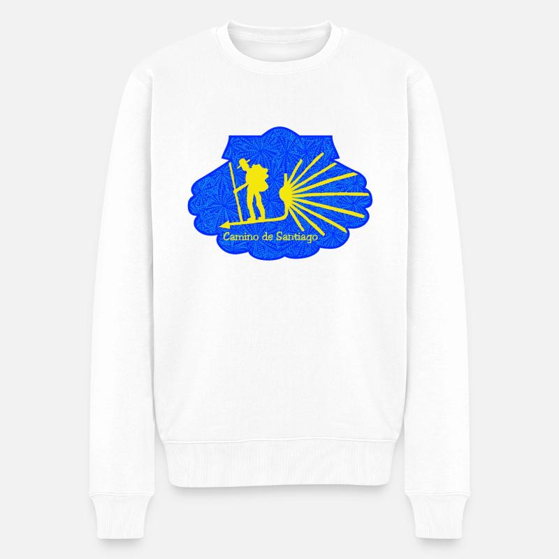 Jakobsweg-Pilger auf dem Weg nach Santiago - Männer Premium Bio Pullover - Weiß