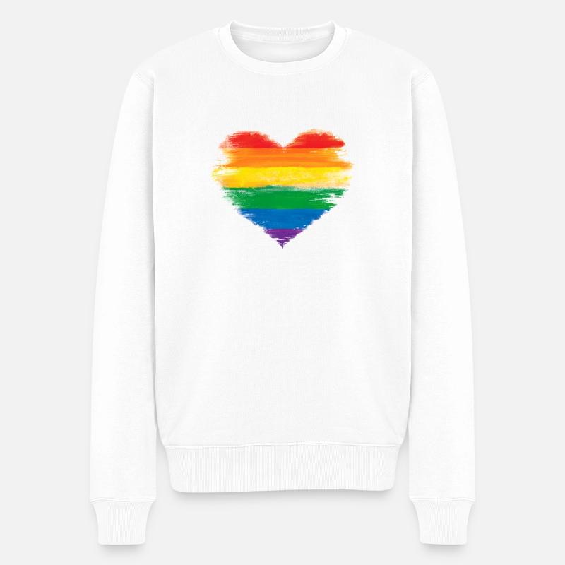 LGBT-Flagge - Männer Premium Bio Pullover - Weiß