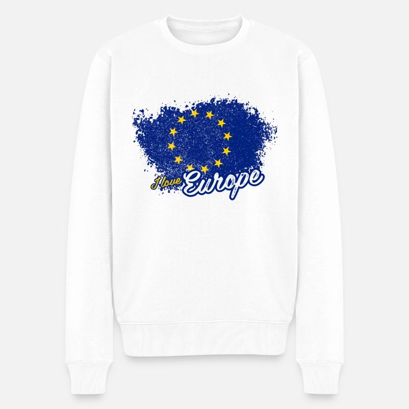 Ich liebe Europa - Männer Premium Bio Pullover - Weiß