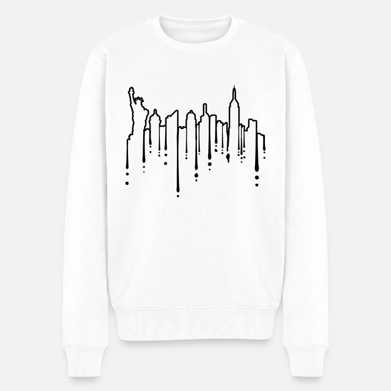 Tropfen Freiheitsstatue NYC - Männer Premium Bio Pullover - Weiß