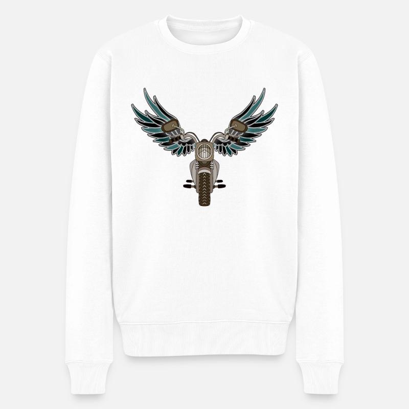 Motorrad - Männer Premium Bio Pullover - Weiß
