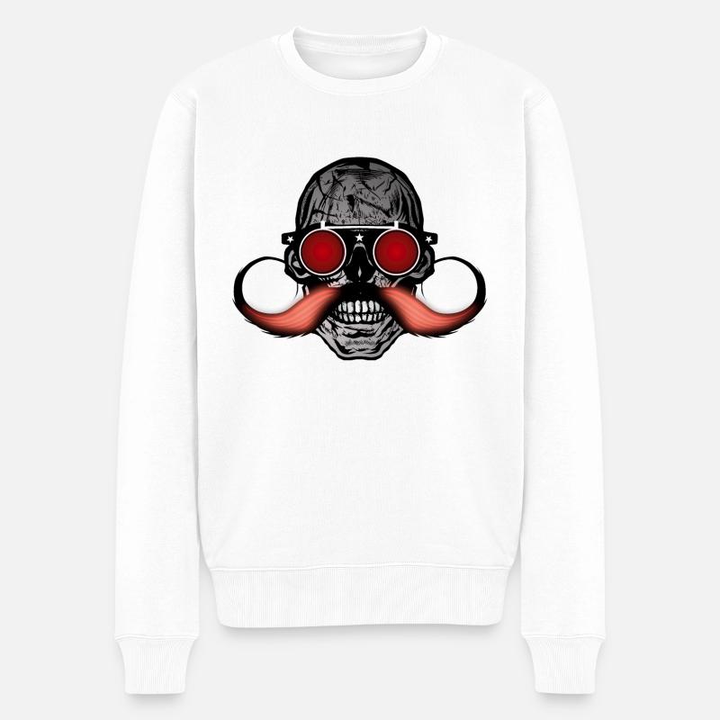 testa della morte hipster teschi baffi baffi - Maglione ecologico premium da uomo - bianco