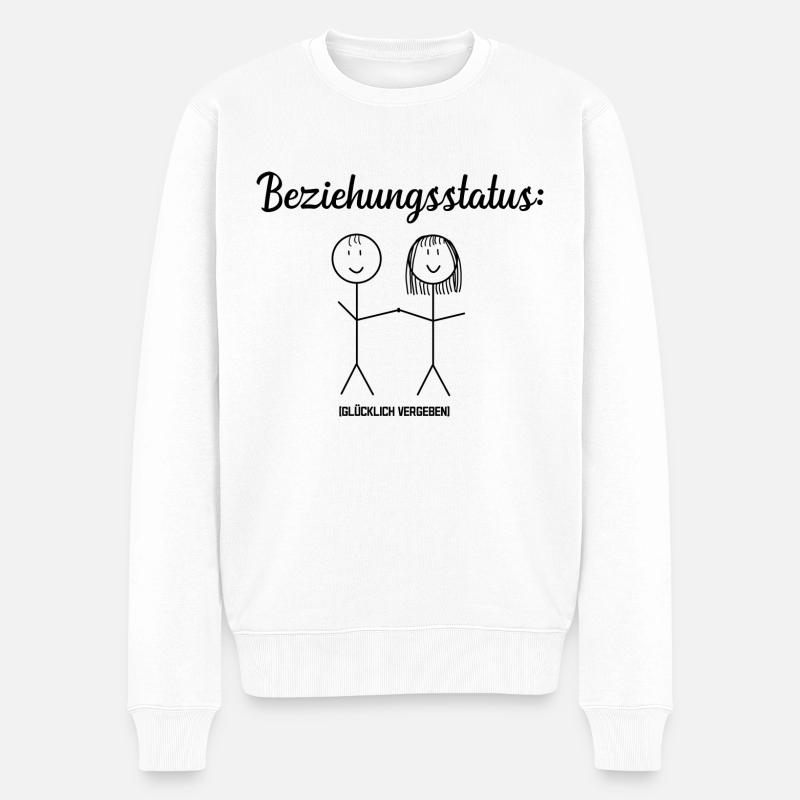 Beziehungsstatus: glücklich vergeben - Männer Premium Bio Pullover - Weiß