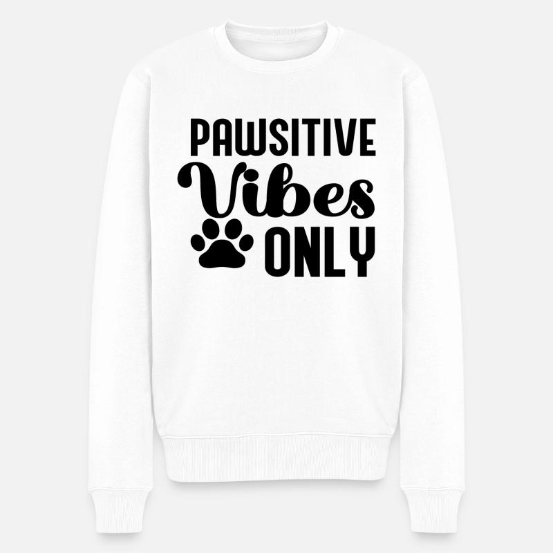 Pawsitive Vibes uniquement - Pull Premium bio Homme - blanc
