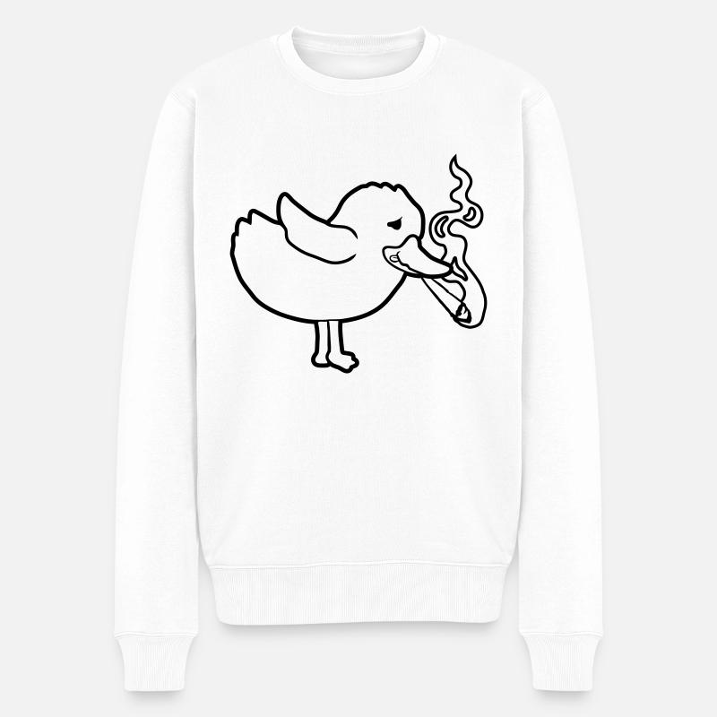 Weed Joint kiffendes Küken - Männer Premium Bio Pullover - Weiß
