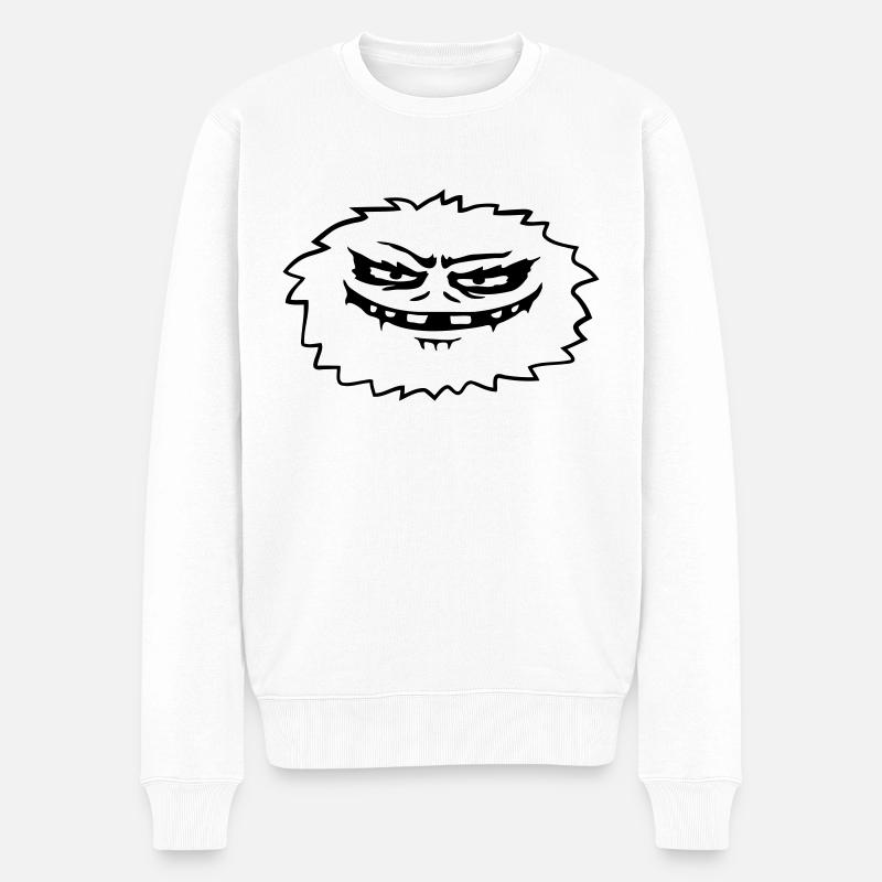 Comic haariges böses Monster - Männer Premium Bio Pullover - Weiß