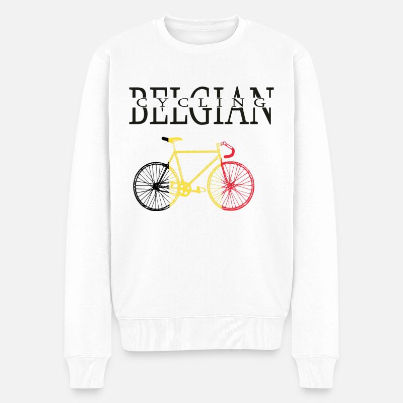 RADFAHREN IN BELGIEN - Männer Premium Bio Pullover - Weiß