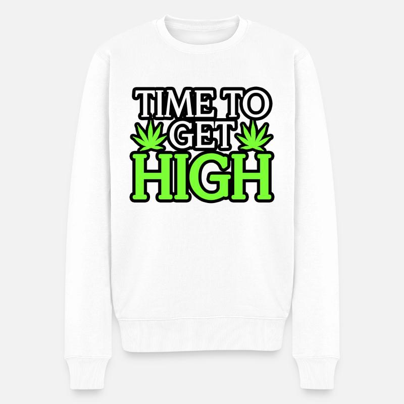 TIME TO GET HIGH - Männer Premium Bio Pullover - Weiß