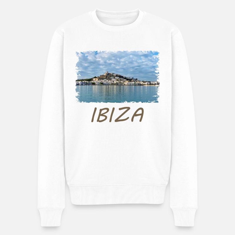 Ibiza-Stadt - Männer Premium Bio Pullover - Weiß