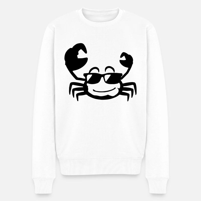 Krebs Krabbe mit Sonnenbrille - Männer Premium Bio Pullover - Weiß