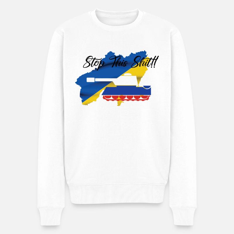 Stop den Krieg! - Männer Premium Bio Pullover - Weiß