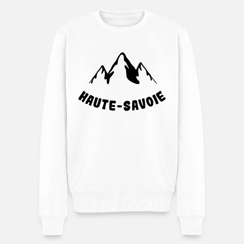 Haute Savoie Schwarzer Berg - Männer Premium Bio Pullover - Weiß