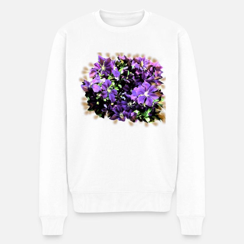prairie de fleurs pourpres - Pull Premium bio Homme - blanc