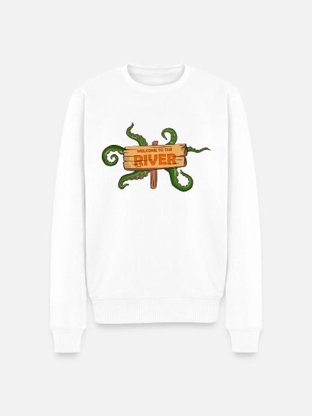 Velkommen til floden Spooky Halloween Comic Style - Økologisk premium-sweatshirt til mænd - hvid