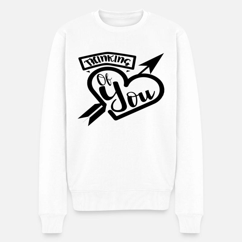 Thinking of you - Männer Premium Bio Pullover - Weiß