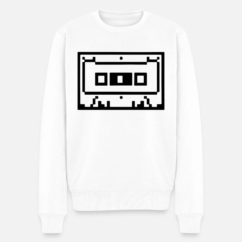 Cassette Idée cadeau rétro pixélisée - Pull Premium bio Homme - blanc