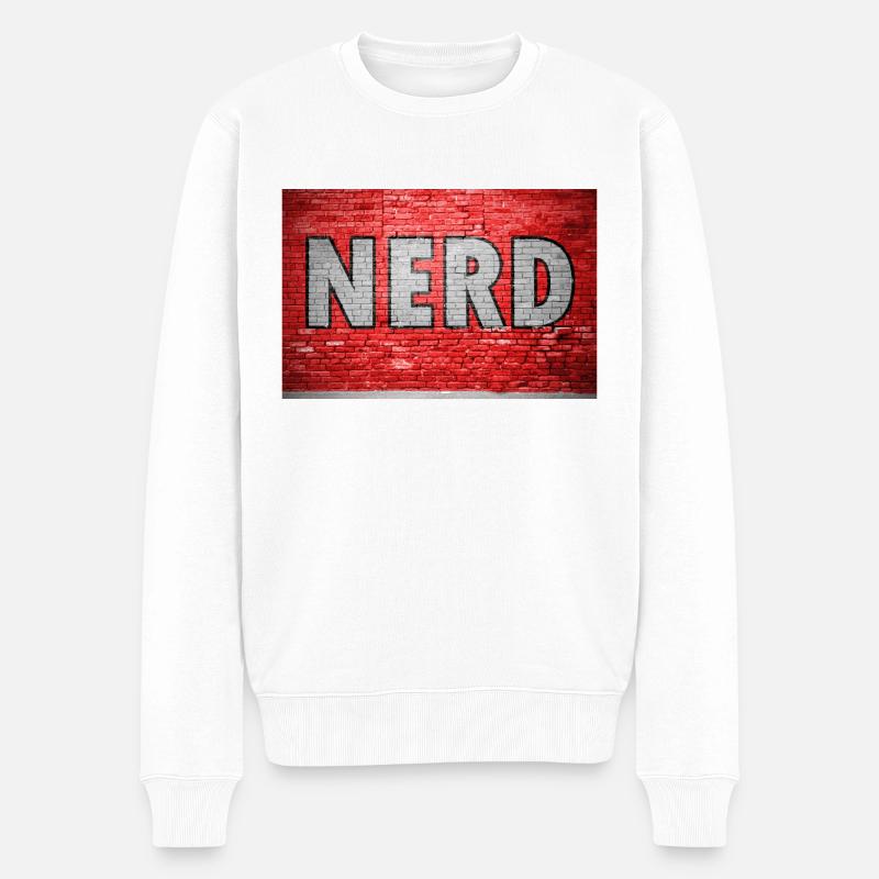 Nerd Graffiti on Brick Wall - Men's Premium Organic Jumper - white
