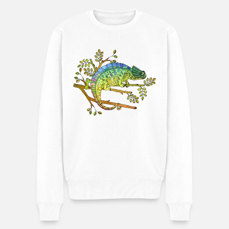 Chamäleon - Männer Premium Bio Pullover - Weiß
