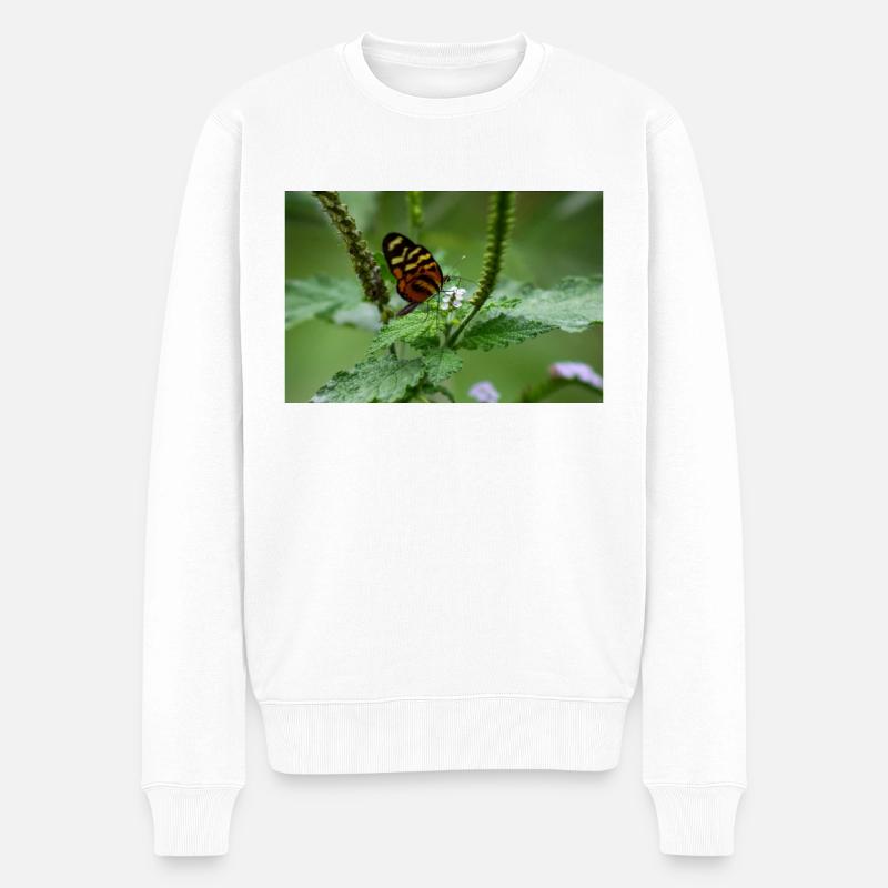 Schmetterling - Männer Premium Bio Pullover - Weiß