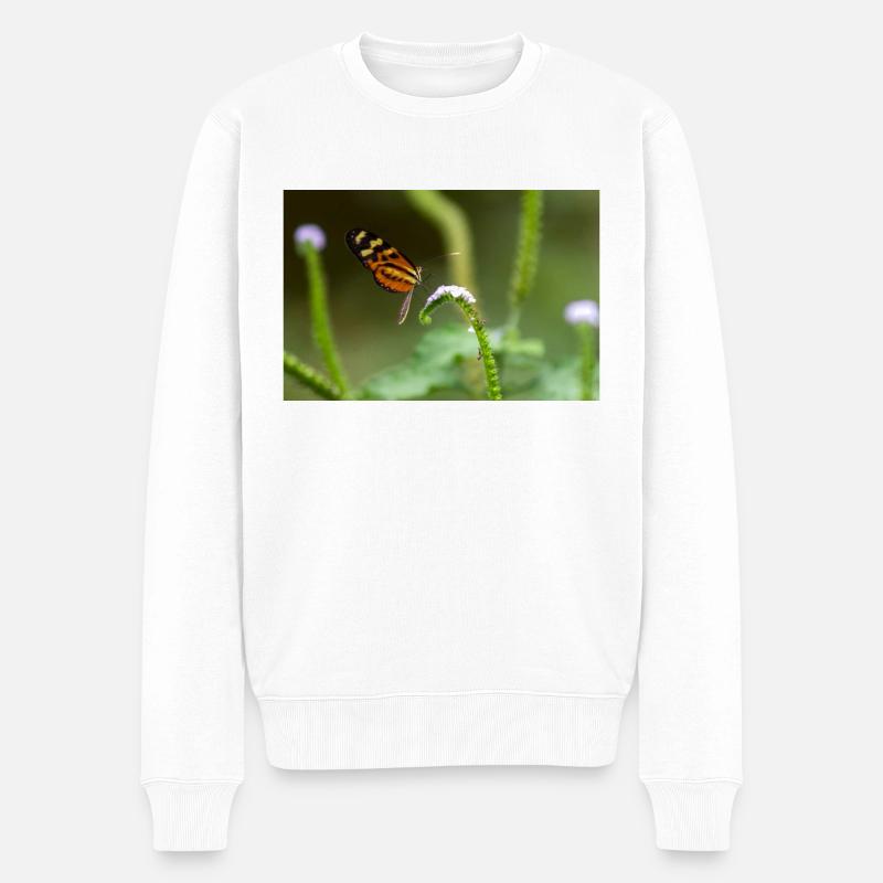 Schmetterling - Männer Premium Bio Pullover - Weiß
