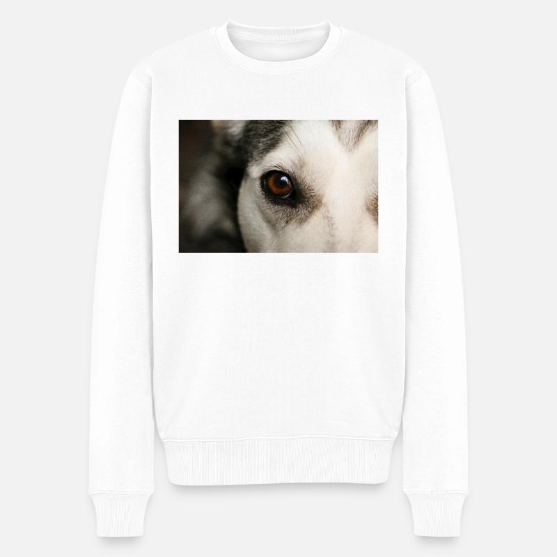 Huskyauge - Männer Premium Bio Pullover - Weiß