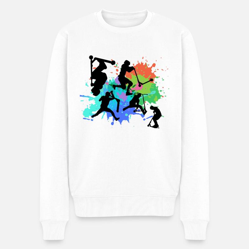 Stuntscooter,Trickscooter,tricks,stunt,e-scooter - Männer Premium Bio Pullover - Weiß
