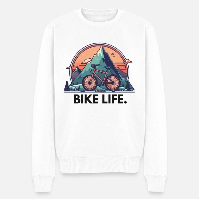 Bike-Leben - Männer Premium Bio Pullover - Weiß