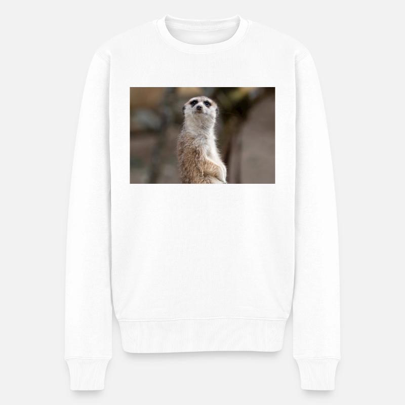 Erdmännchen Suricata suricatta - Männer Premium Bio Pullover - Weiß