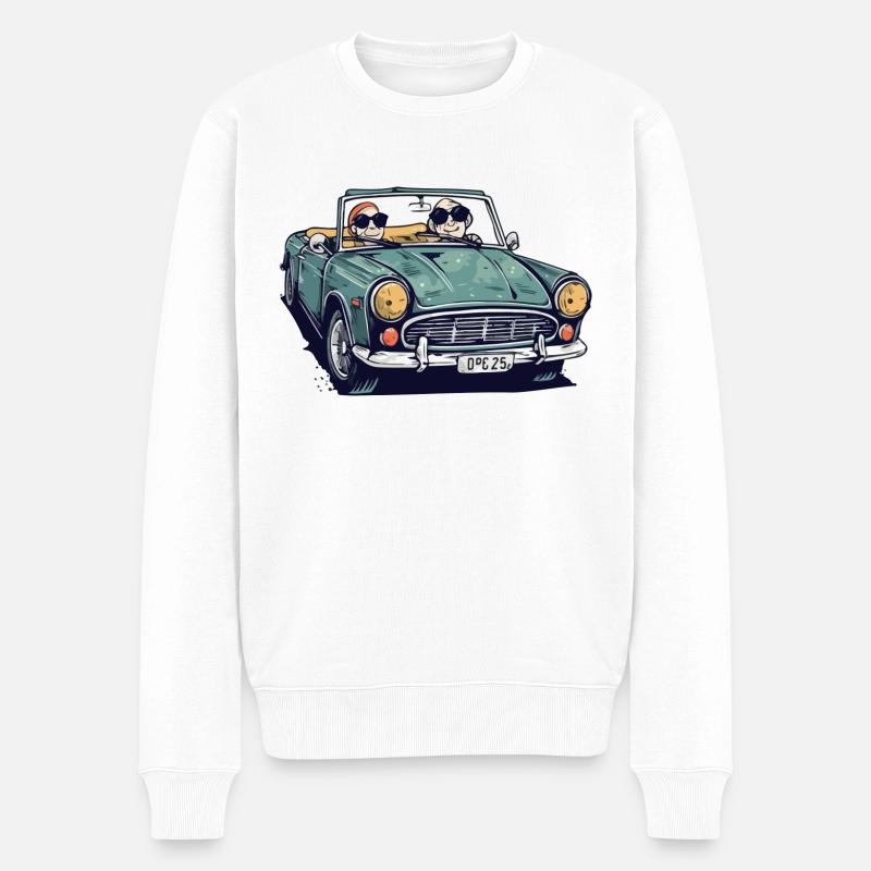 Denise und Roger im Cabrio - Männer Premium Bio Pullover - Weiß