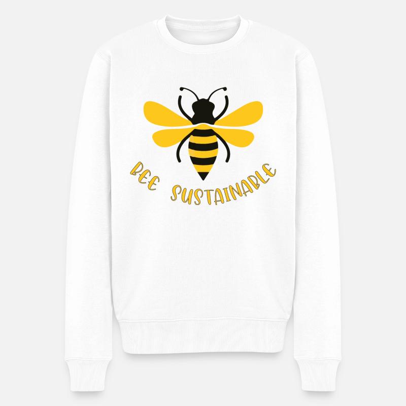 Bee sustainable - Männer Premium Bio Pullover - Weiß