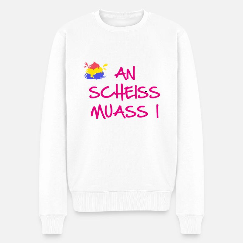 An scheiss muass i,scheisse,Regenbogen, bunt - Männer Premium Bio Pullover - Weiß