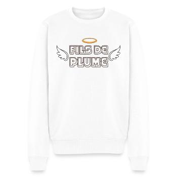 Fils de Plume : L'Ange Rebelle - Pull Premium bio Homme - blanc - Devant - Thijin (182cm)