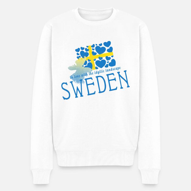 Schweden Sverige Sweden - Männer Premium Bio Pullover - Weiß