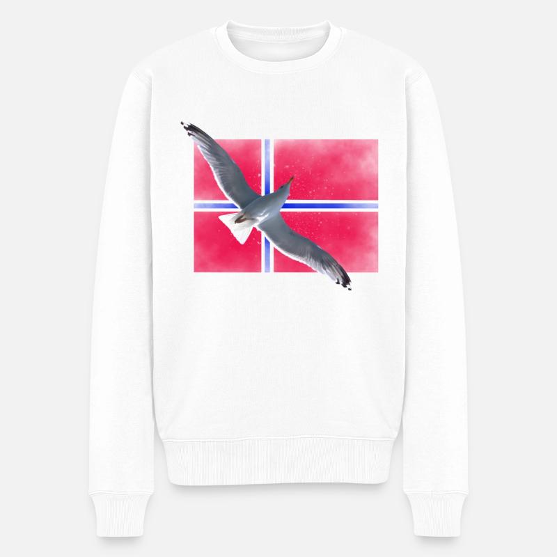 Norwegen Norge - Männer Premium Bio Pullover - Weiß