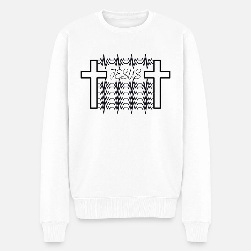 Jesus beat - Männer Premium Bio Pullover - Weiß