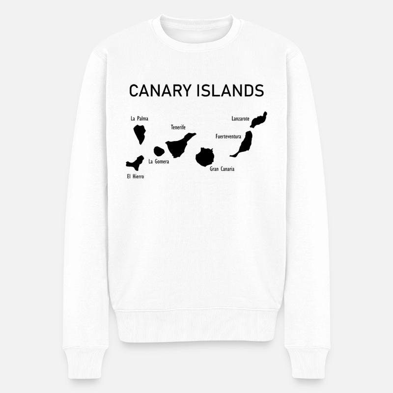 Canary islands Map Kanarische Inseln Karte - Männer Premium Bio Pullover - Weiß